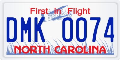 NC license plate DMK0074