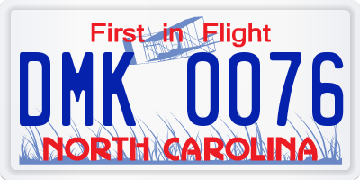NC license plate DMK0076
