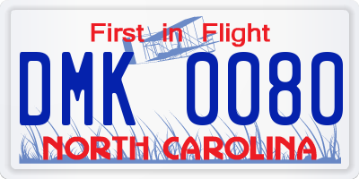 NC license plate DMK0080