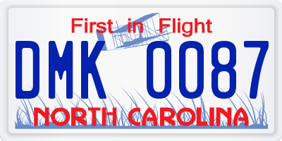 NC license plate DMK0087