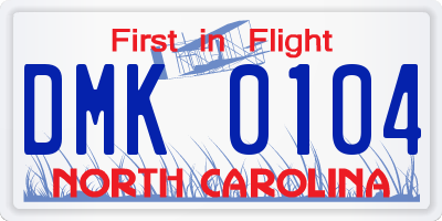 NC license plate DMK0104