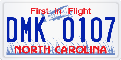 NC license plate DMK0107