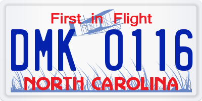 NC license plate DMK0116