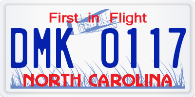 NC license plate DMK0117