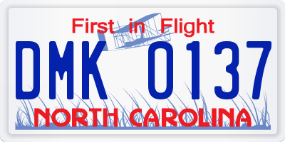 NC license plate DMK0137