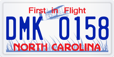 NC license plate DMK0158