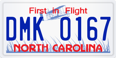 NC license plate DMK0167