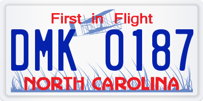 NC license plate DMK0187