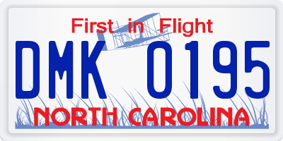 NC license plate DMK0195