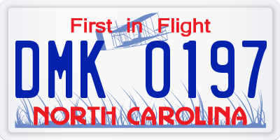 NC license plate DMK0197