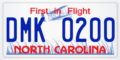 NC license plate DMK0200