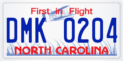 NC license plate DMK0204
