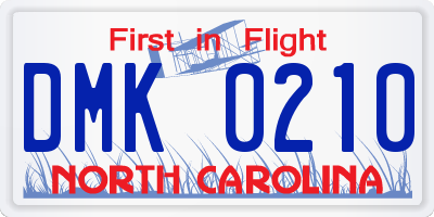 NC license plate DMK0210