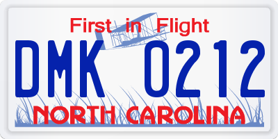 NC license plate DMK0212