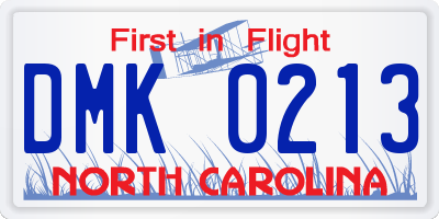 NC license plate DMK0213