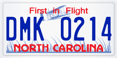NC license plate DMK0214