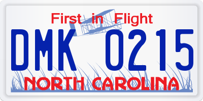 NC license plate DMK0215