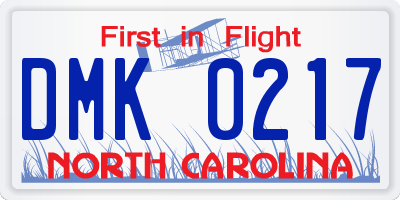 NC license plate DMK0217