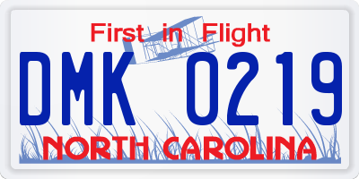 NC license plate DMK0219