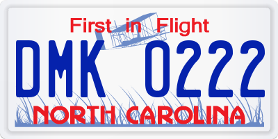 NC license plate DMK0222