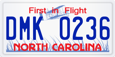 NC license plate DMK0236