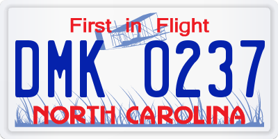 NC license plate DMK0237