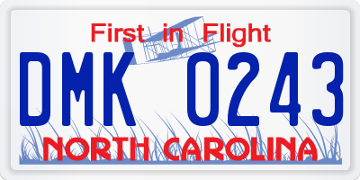 NC license plate DMK0243