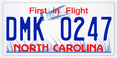 NC license plate DMK0247