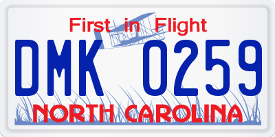 NC license plate DMK0259