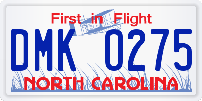 NC license plate DMK0275