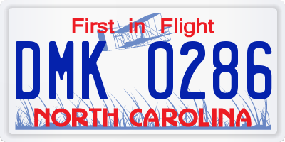 NC license plate DMK0286