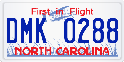 NC license plate DMK0288