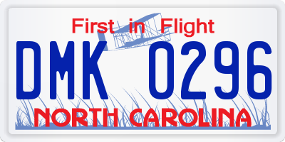 NC license plate DMK0296