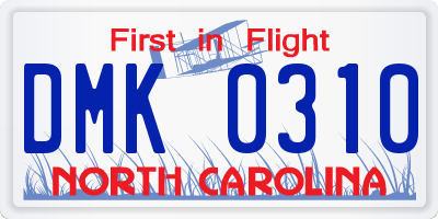 NC license plate DMK0310