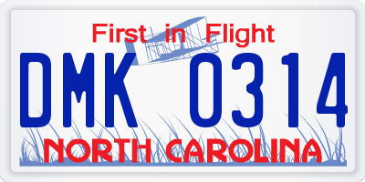 NC license plate DMK0314