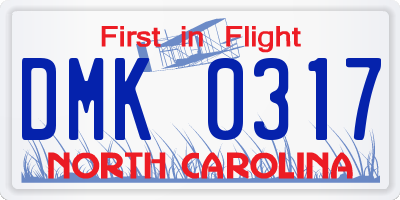 NC license plate DMK0317