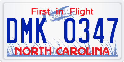 NC license plate DMK0347