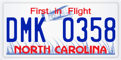 NC license plate DMK0358