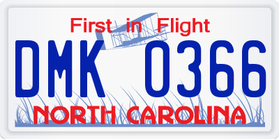 NC license plate DMK0366