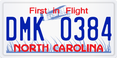 NC license plate DMK0384