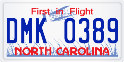 NC license plate DMK0389