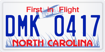 NC license plate DMK0417