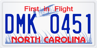 NC license plate DMK0451