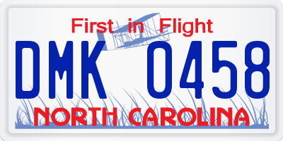 NC license plate DMK0458