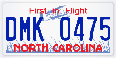 NC license plate DMK0475