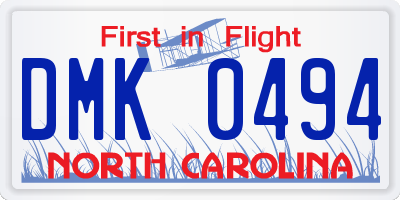 NC license plate DMK0494