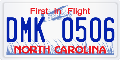 NC license plate DMK0506