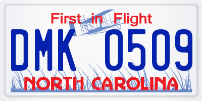 NC license plate DMK0509