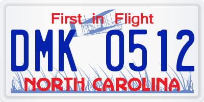 NC license plate DMK0512