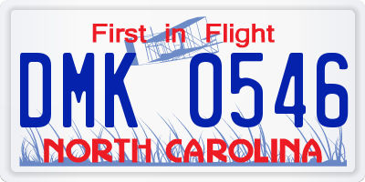 NC license plate DMK0546
